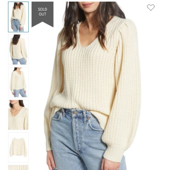 All in Favor Sweaters - ALL IN FAVOR Balloon Sleeve Shaker Stitch Sweater